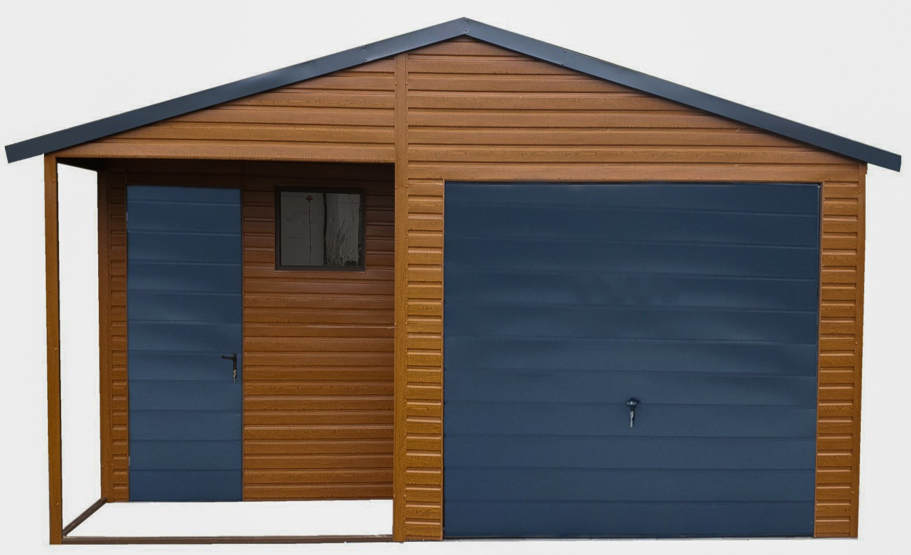 Garaż nr 33 z wiatą 3x1m, bramą uchylną, drzwiami i oknem