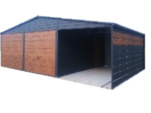 Garaż nr 164 z dwiema bramami uchylnymi i wiatą