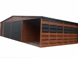 Garaż nr 188 z dwiema bramami uchylnymi i wiatą