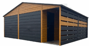 Garaż nr 192 z dwiema bramami uchylnymi i wiatą