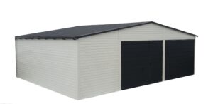 Garaż blaszany 9x5m z dwoma bramami uchylnymi - biały + antracyt - Blaszaki - Garaż Blaszany - Garaze Blaszane