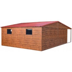 Garaż blaszany 6x5m z 2 bramami uchylnymi