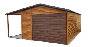 Garaż blaszany 4x6m z wiatą 1m