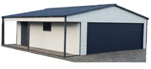 Garaż blaszany 6x6m z bramą uchylną + wiata - biały/antracyt - Blaszaki - Garaże Blaszane - Blaszak - Producent Garaży
