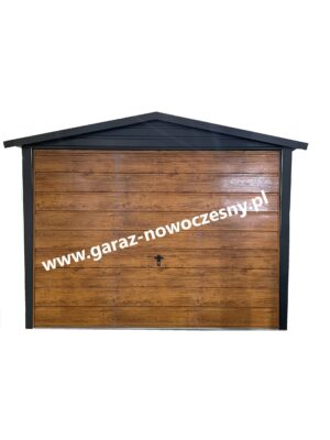 Garaż blaszany 3x5m - antracyt + złoty dąb - Garaże Blaszane - Nowoczesne Garaże - Producent Garaży - Garaże