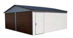 Garaż blaszany 6x5m - biały + orzech - Nowoczesne Garaże - Blaszaki - Garaże Blaszane - Montaż Garażu - Garaże Nowoczesne