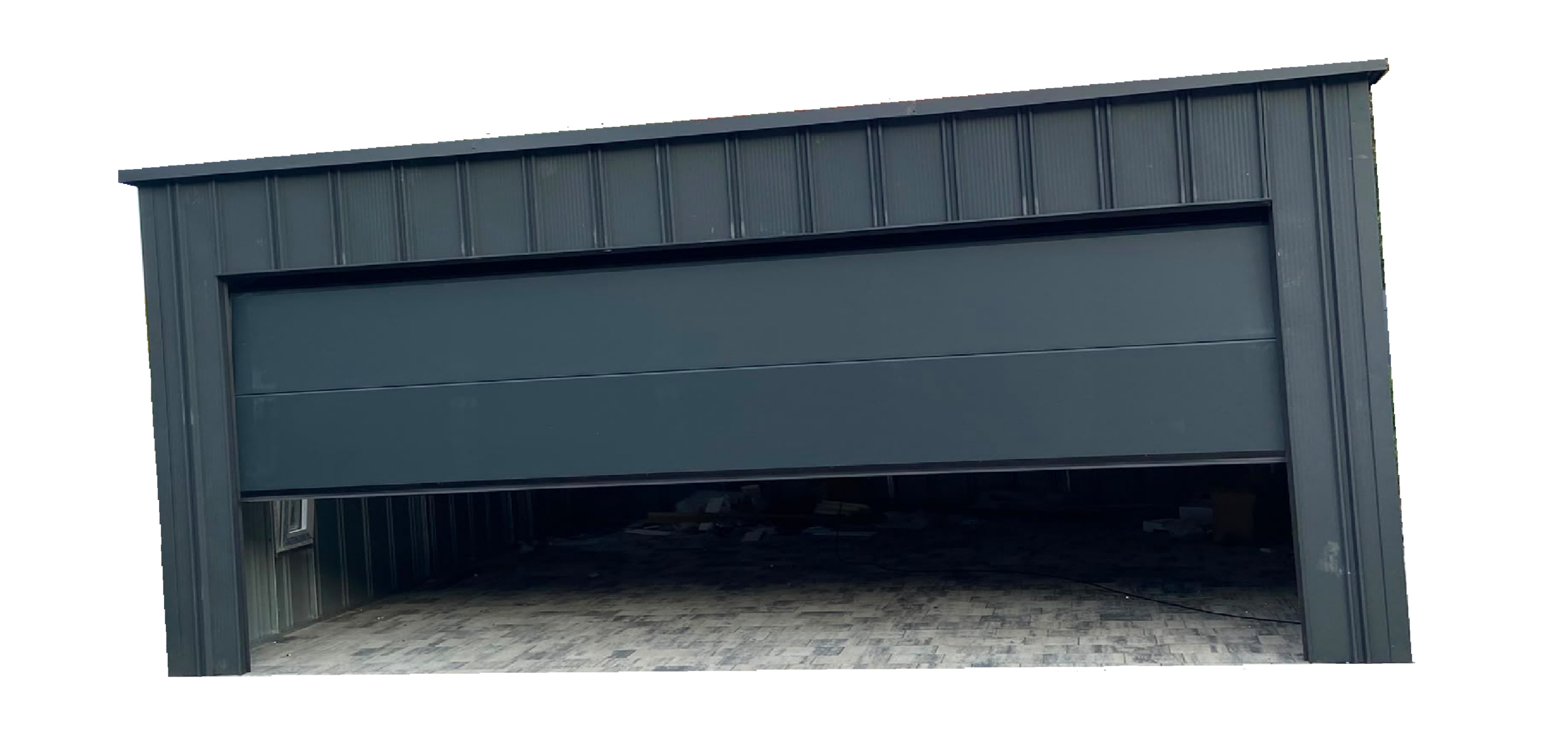209 Garaż akrylowy z blachy na rąbek z bramą segmentową 6x6 w kolorze antracyt